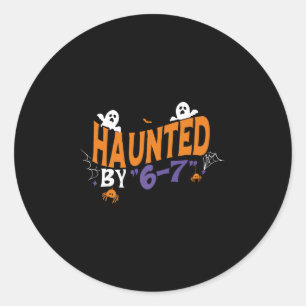 Gegruse Halloween Skelet Gegruse Zes Zeven Nummer Ronde Sticker