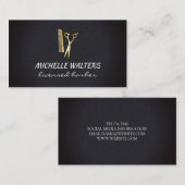 Gegunde Leer Gouden Kam en Schaar voor Kappers Visitekaartje (Voorkant / Achterkant)