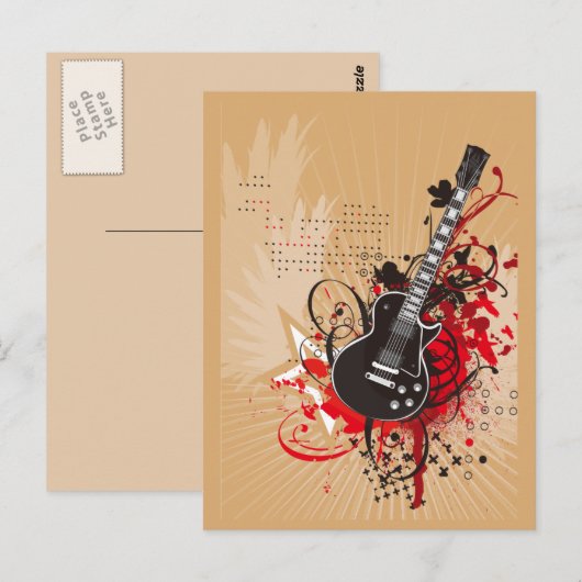 GEGV GRUNGE ELECTRIC GUITAR VECTOR GRAPHIC MUSIC R BRIEFKAART (Voorkant / Achterkant)