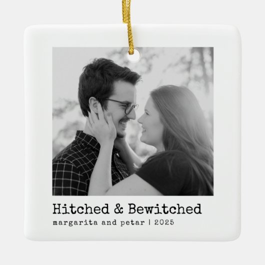 Gehaakt & Bewitched – trouwfoto minimaal Keramisch Ornament (Voorkant)