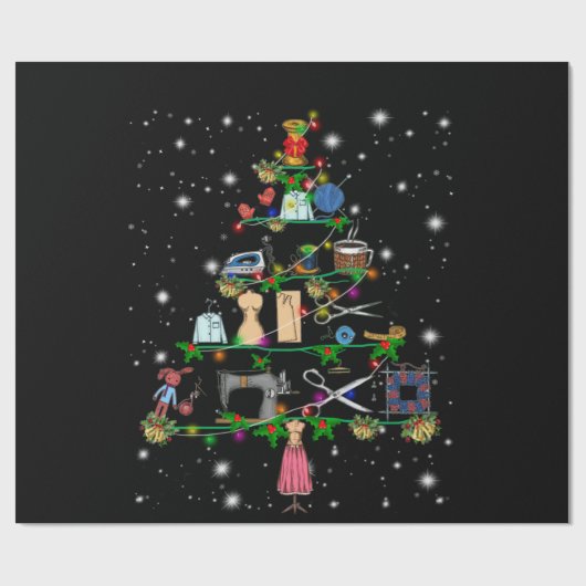 Gehaakte apparaten met kerstbomen cadeaupapier (Vlak)