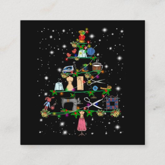 Gehaakte apparaten met kerstbomen vierkante visitekaartje (Voorkant)