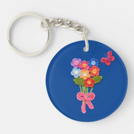 Gehaakte bloemenboeket Print Sleutelhanger