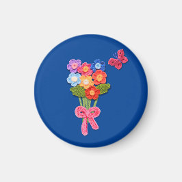 Gehaakte bloemenboeket Print Sleutelhanger Magneet