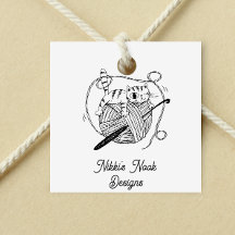 Gehaakte Crafter Leuke Kat Logo Gepersonaliseerd