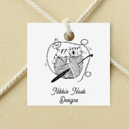 Gehaakte Crafter Leuke Kat Logo Gepersonaliseerd Rubberstempel