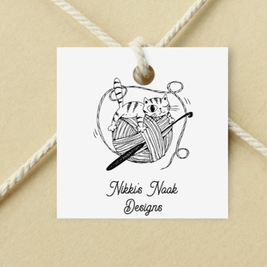 Gehaakte Crafter Leuke Kat Logo Gepersonaliseerd Rubberstempel