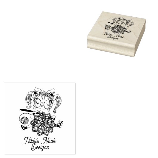 Gehaakte Crafter Leuke Logo Gepersonaliseerd Rubberstempel (Gestempeld)