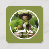 Gehaakte dame keuken groen Dank u Vierkante Visitekaartje (Voorkant)