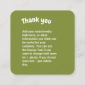 Gehaakte dame keuken groen Dank u Vierkante Visitekaartje (Achterkant)