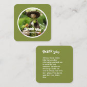 Gehaakte dame keuken groen Dank u Vierkante Visitekaartje (Voorkant / Achterkant)