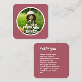 Gehaakte dame keuken groen roze Dank u Vierkante Visitekaartje