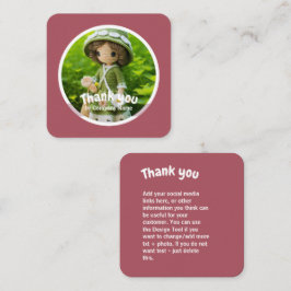 Gehaakte dame keuken groen roze Dank u Vierkante Visitekaartje