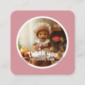 Gehaakte dame keuken roze Dank u Vierkante Visitekaartje (Voorkant)