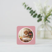 Gehaakte dame keuken roze Dank u Vierkante Visitekaartje (Staand voorkant)