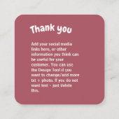 Gehaakte dame keuken roze Dank u Vierkante Visitekaartje (Achterkant)