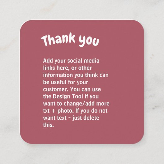Gehaakte dame keuken roze Dank u Vierkante Visitekaartje (Achterkant)