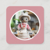 Gehaakte dame keuken roze Dank u Vierkante Visitekaartje (Voorkant)