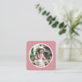 Gehaakte dame keuken roze Dank u Vierkante Visitekaartje (Staand voorkant)