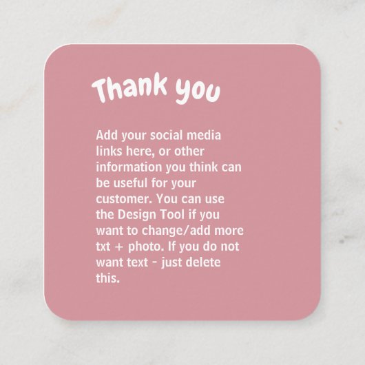 Gehaakte dame keuken roze Dank u Vierkante Visitekaartje (Achterkant)