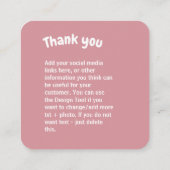 Gehaakte dame keuken roze Dank u Vierkante Visitekaartje (Achterkant)