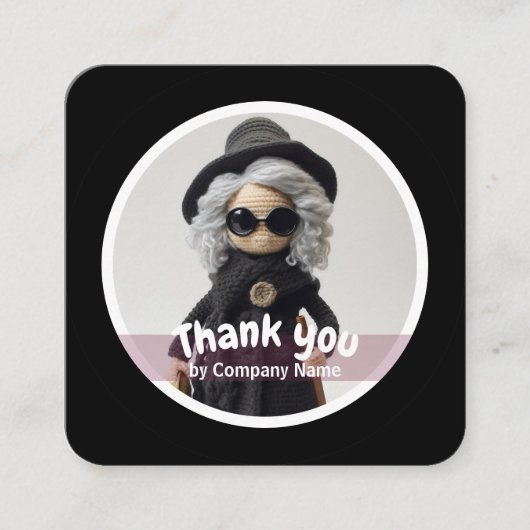 Gehaakte dame mode zwart Dank u Vierkante Visitekaartje (Voorkant)