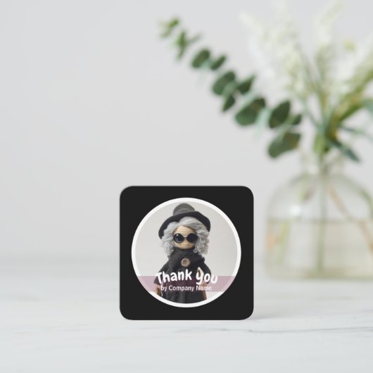 Gehaakte dame mode zwart Dank u Vierkante Visitekaartje (Staand voorkant)