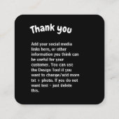 Gehaakte dame mode zwart Dank u Vierkante Visitekaartje (Achterkant)