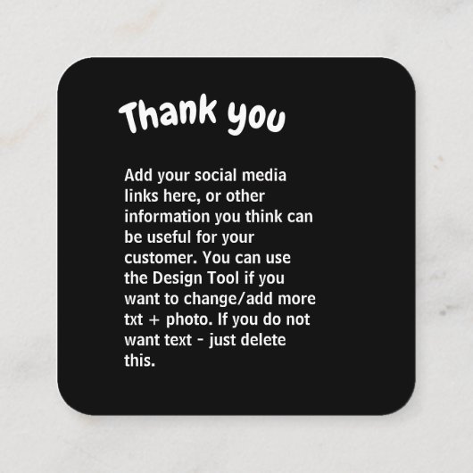 Gehaakte dame mode zwart Dank u Vierkante Visitekaartje (Achterkant)