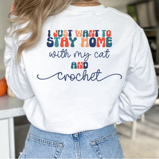 Gehaakte en Cat Lover Pocket Design Sweatshirt
