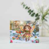 Gehaakte Fairy Doll met sneeuw en rozenbottels Feestdagenkaart (Staand voorkant)