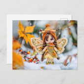 Gehaakte fee met druivenbladeren in sneeuw feestdagenkaart (Voorkant / Achterkant)