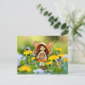 Gehaakte fee met paardenbloem Bloemen Feestdagenkaart (Staand voorkant)