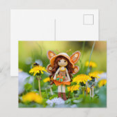 Gehaakte fee met paardenbloem Bloemen Feestdagenkaart (Voorkant / Achterkant)