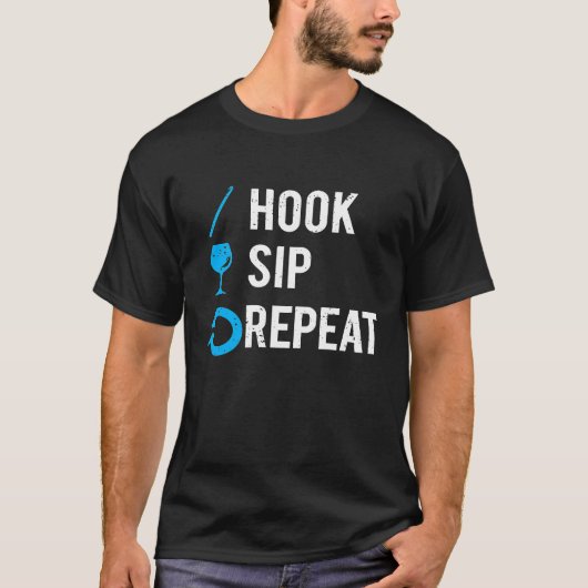 Gehaakte Haak Sip Wine Repeat Distress St T-shirt (Voorkant)
