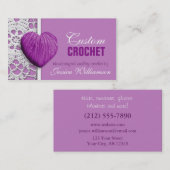 Gehaakte - Heart Shaped Yarn Paarse Visitekaartjes (Voorkant / Achterkant)