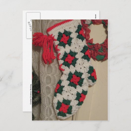 gehaakte kerstkous feestdagenkaart (Voorkant / Achterkant)