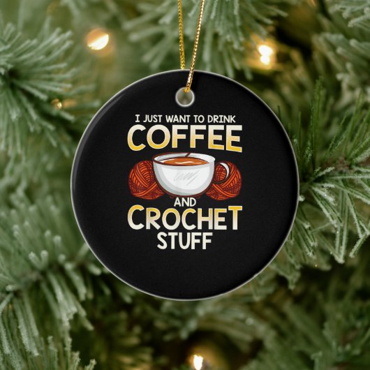 Gehaakte koffie en snijdlinten keramisch ornament (Boom)