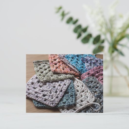 Gehaakte oma vierkant briefkaart (Staand voorkant)