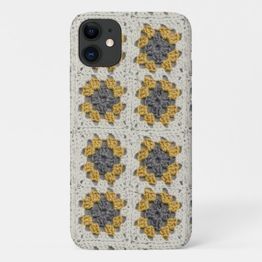 Gehaakte oma vierkant geel en grijs Case-Mate iPhone case (Achterkant)