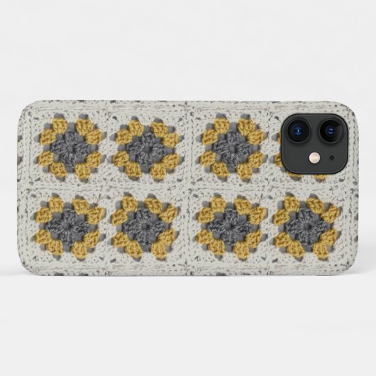 Gehaakte oma vierkant geel en grijs Case-Mate iPhone case (Achterkant (horizontaal))