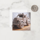 Gehaakte sleepwagen Wenskaart Notitiekaartje (Voorkant / Achterkant in situ)