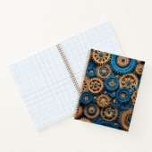 Gehaakte Steampunk Gear Patroon Bruin Blauw Notitieboek (Binnen)