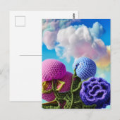 Gehaakte wilde bloemen in de Clouds Digital Art Briefkaart (Voorkant / Achterkant)