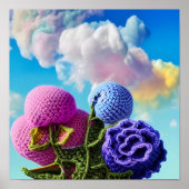 Gehaakte wilde bloemen in de Clouds Digital Art Poster (Voorkant)
