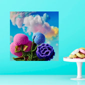 Gehaakte wilde bloemen in de Clouds Digital Art Poster