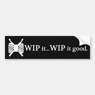 Gehaakte WIP het Goede Krafts Yarn Humor {Donker} Bumpersticker