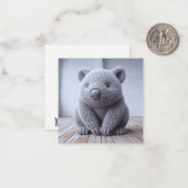 Gehaakte Wombat Wenskaart Notitiekaartje (Voorkant / Achterkant in situ)
