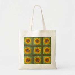 Gehaakte zonnebloemen boodschappentas tote bag