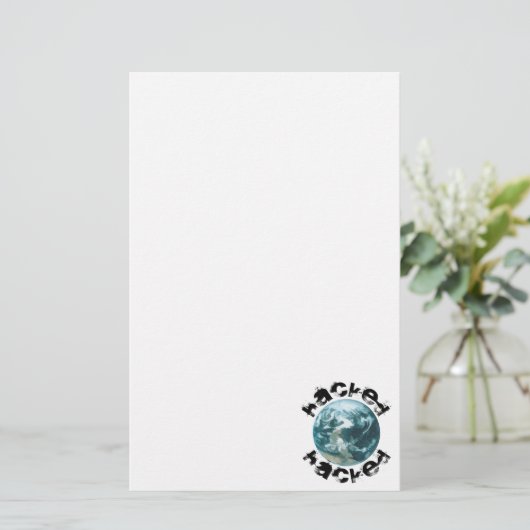 Gehackte planeet Aarde Briefpapier (Staand voorkant)